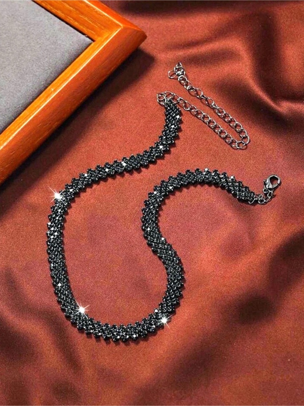 Black Beaded Statement Necklace Like New